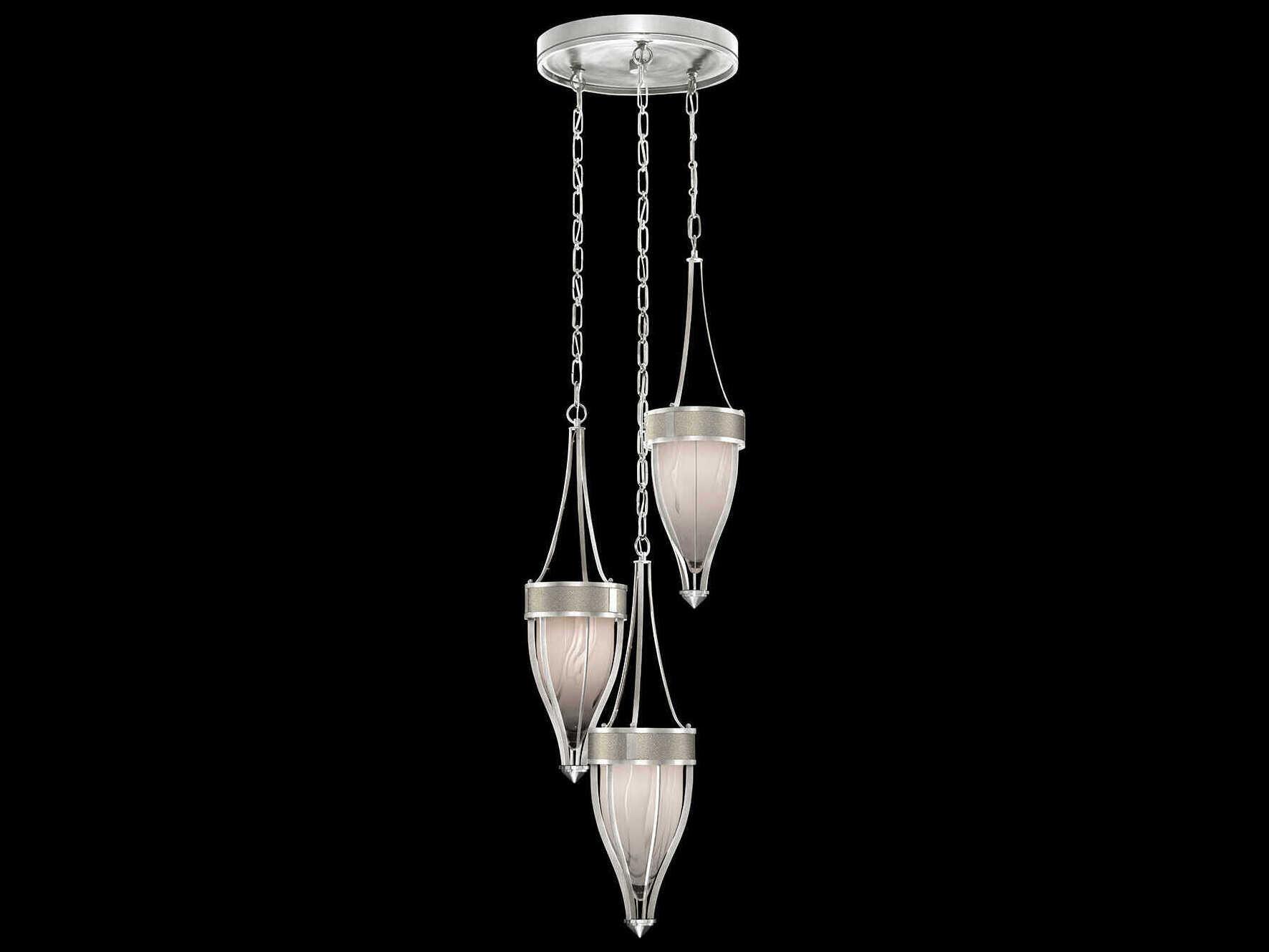 Fine Art Handcrafted Lighting Mirage 3-Light Silver Leaf Traditional Pendant