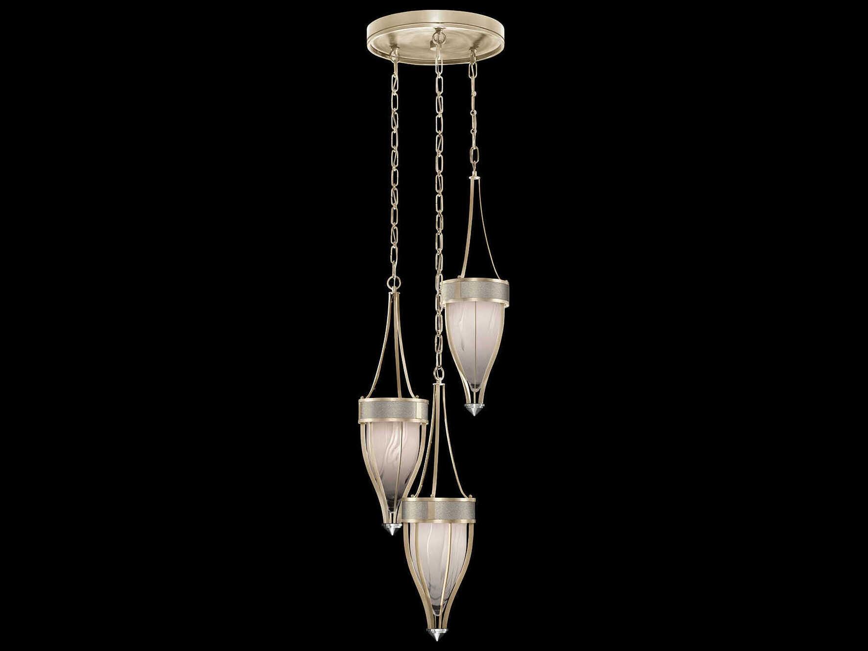 Fine Art Handcrafted Lighting Mirage 3-Light Champagne Silver Traditional Pendant