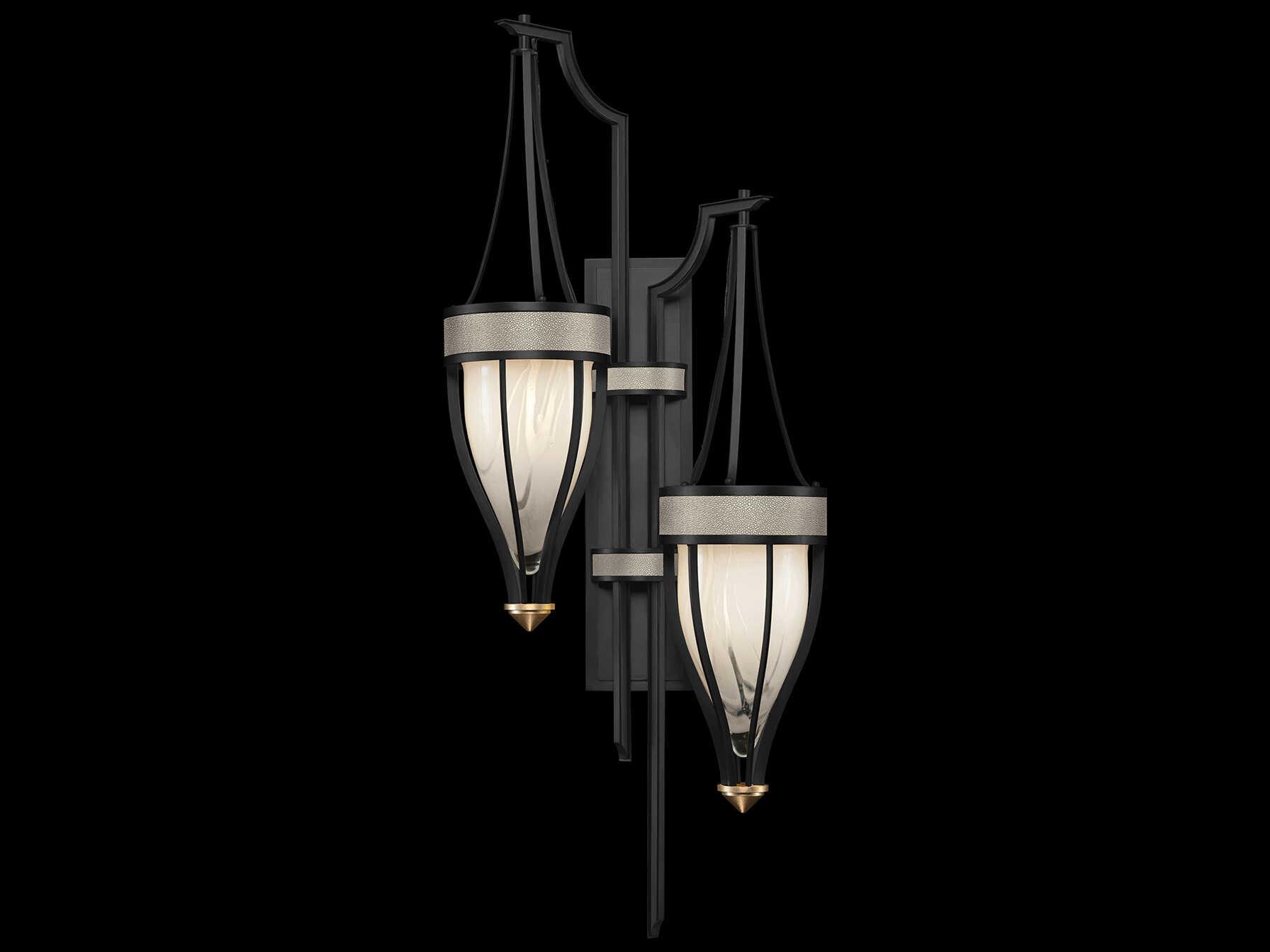 Fine Art Handcrafted Lighting Mirage 2-Light Black Iron Traditional Wall Sconce