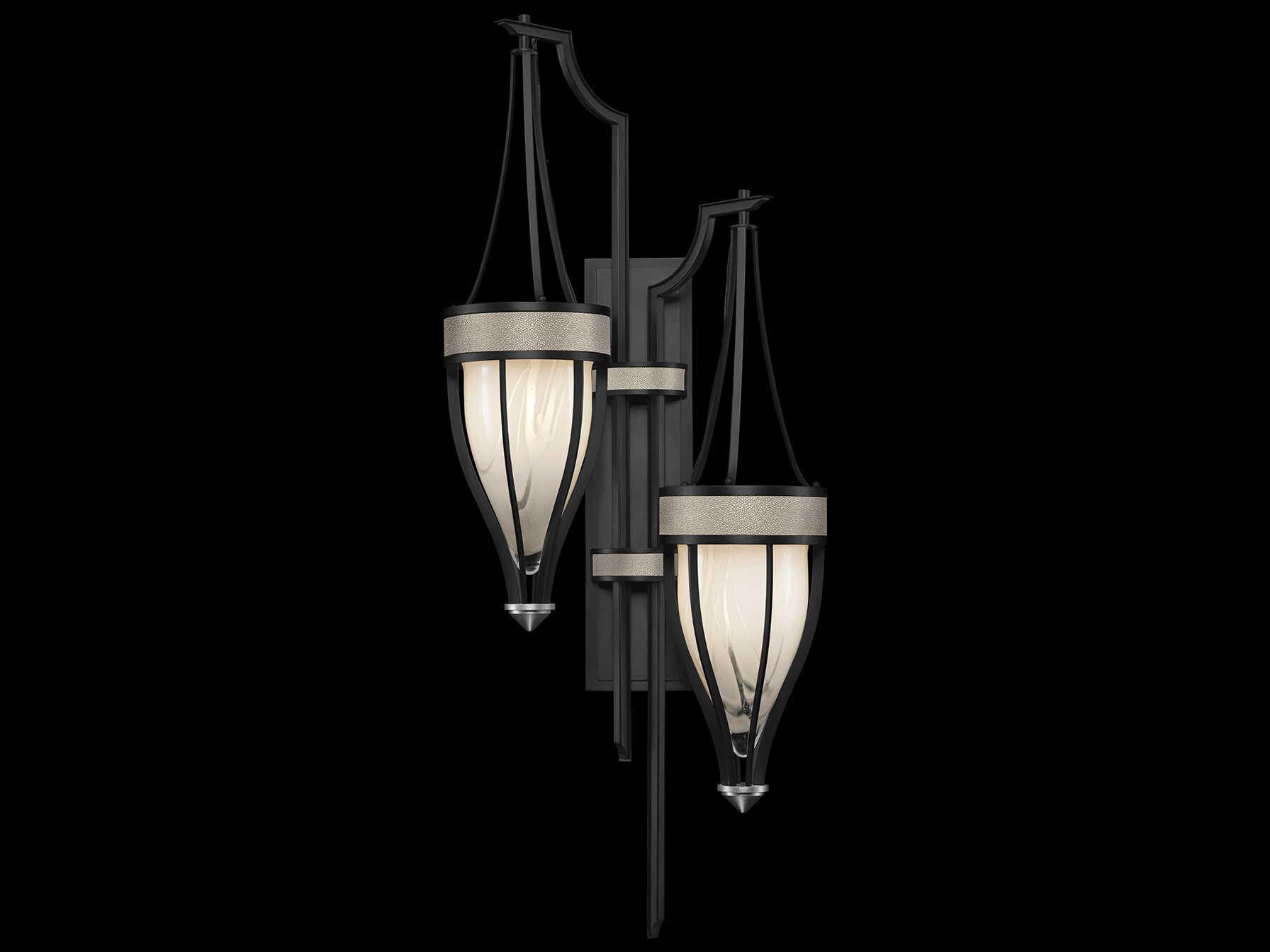 Fine Art Handcrafted Lighting Mirage 2-Light Black Iron Traditional Wall Sconce