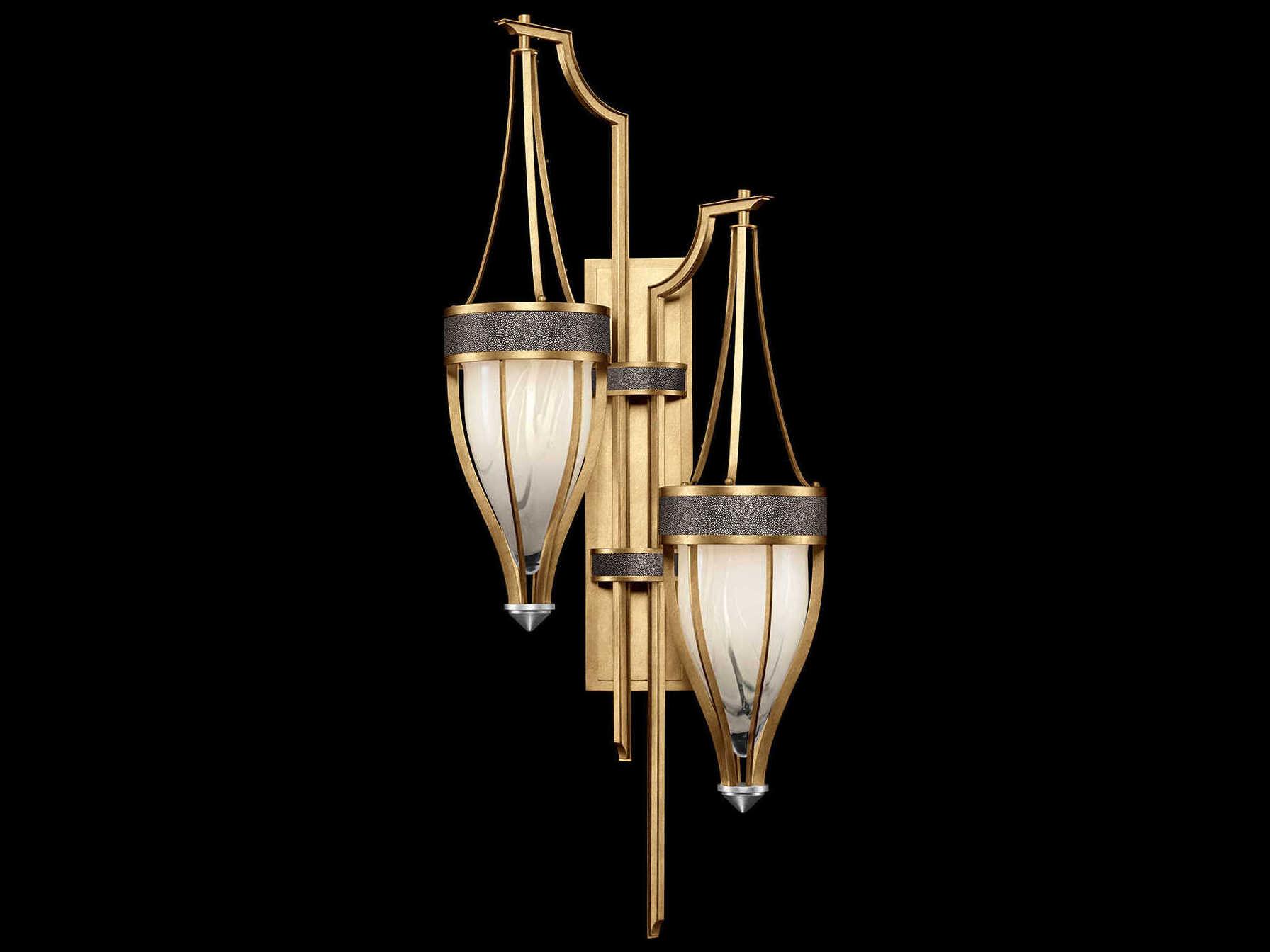 Fine Art Handcrafted Lighting Mirage 2-Light Gold Leaf Traditional Wall Sconce