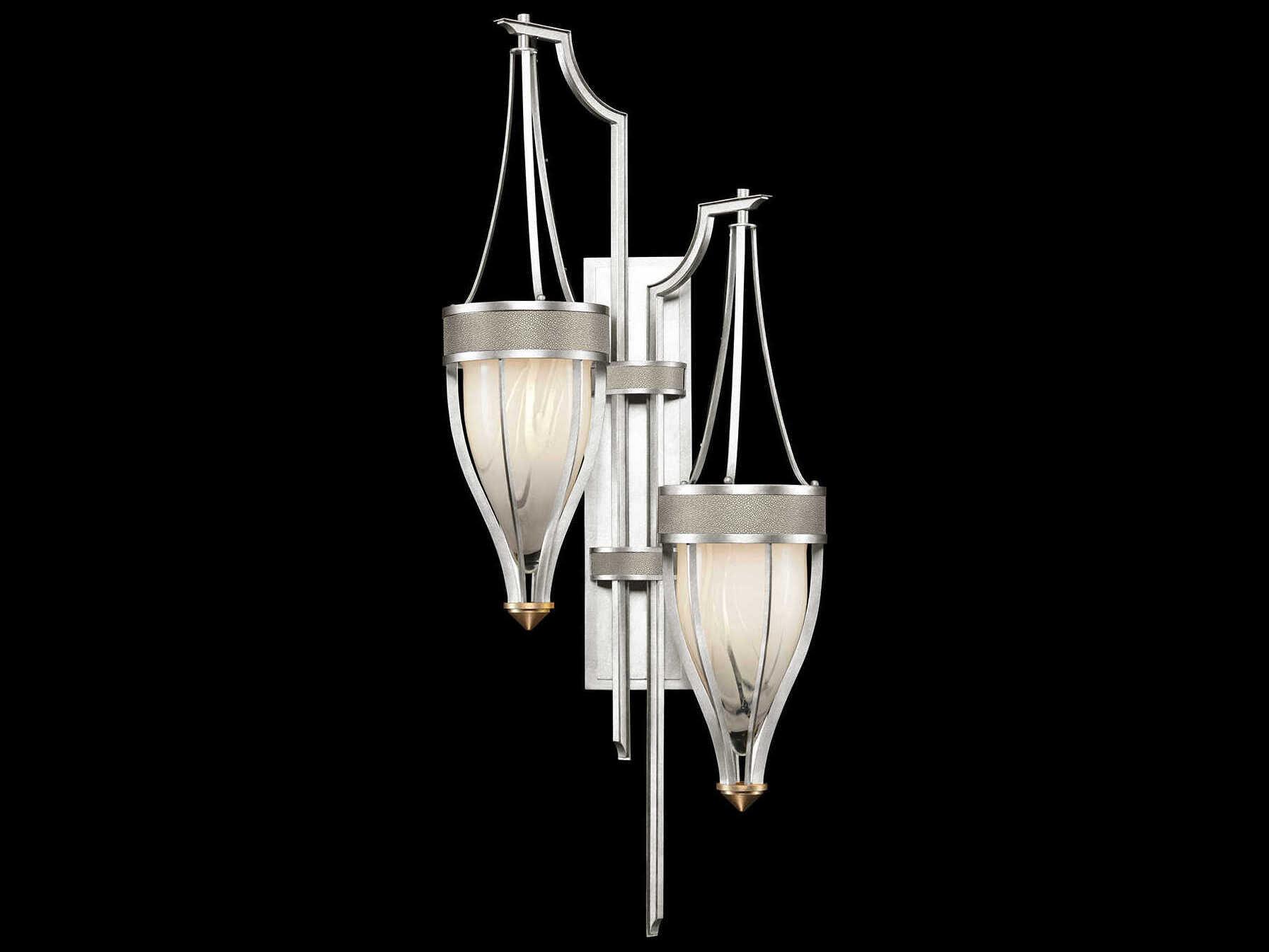 Fine Art Handcrafted Lighting Mirage 2-Light Silver Leaf Traditional Wall Sconce