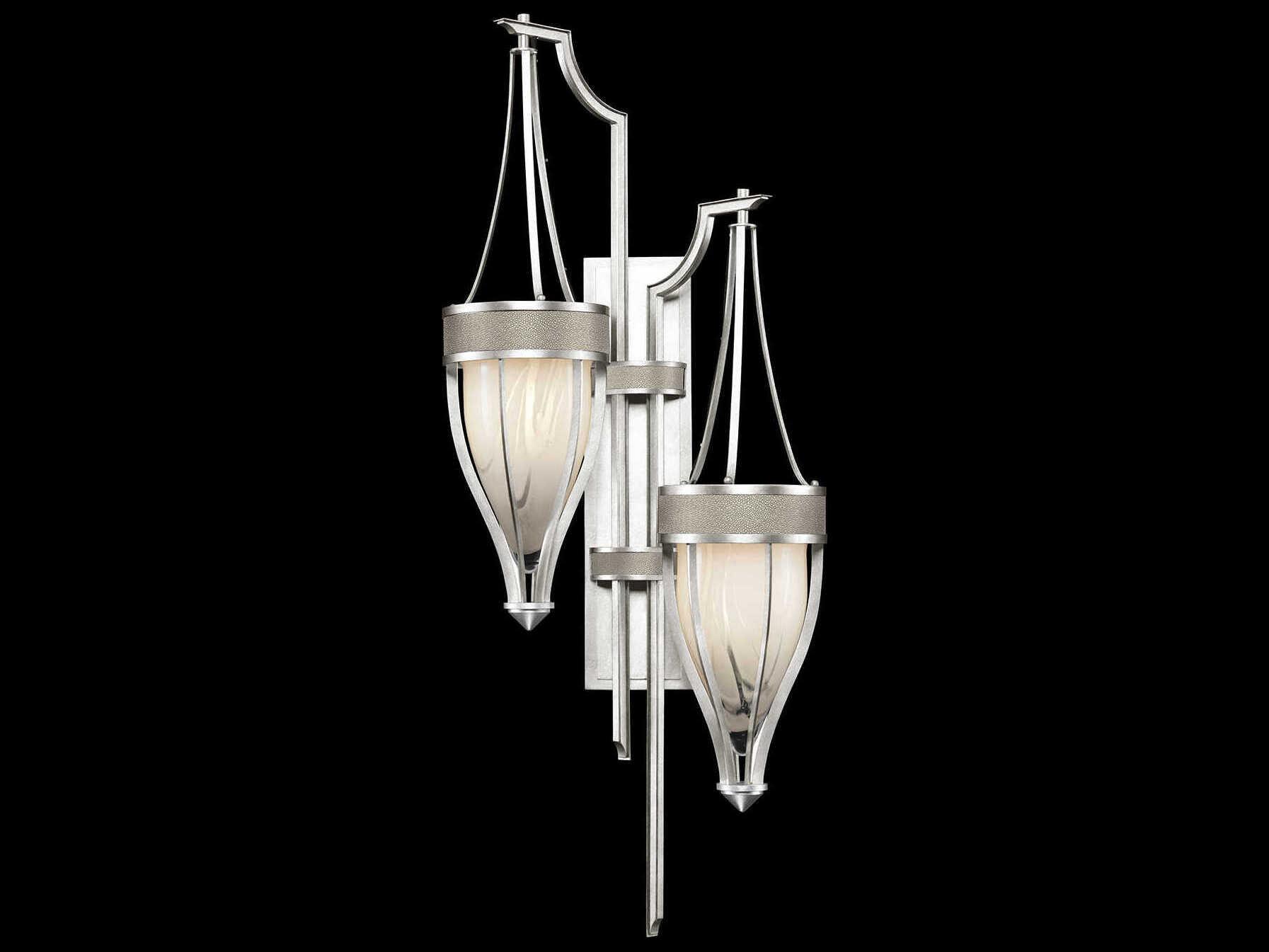 Fine Art Handcrafted Lighting Mirage 2-Light Silver Leaf Traditional Wall Sconce