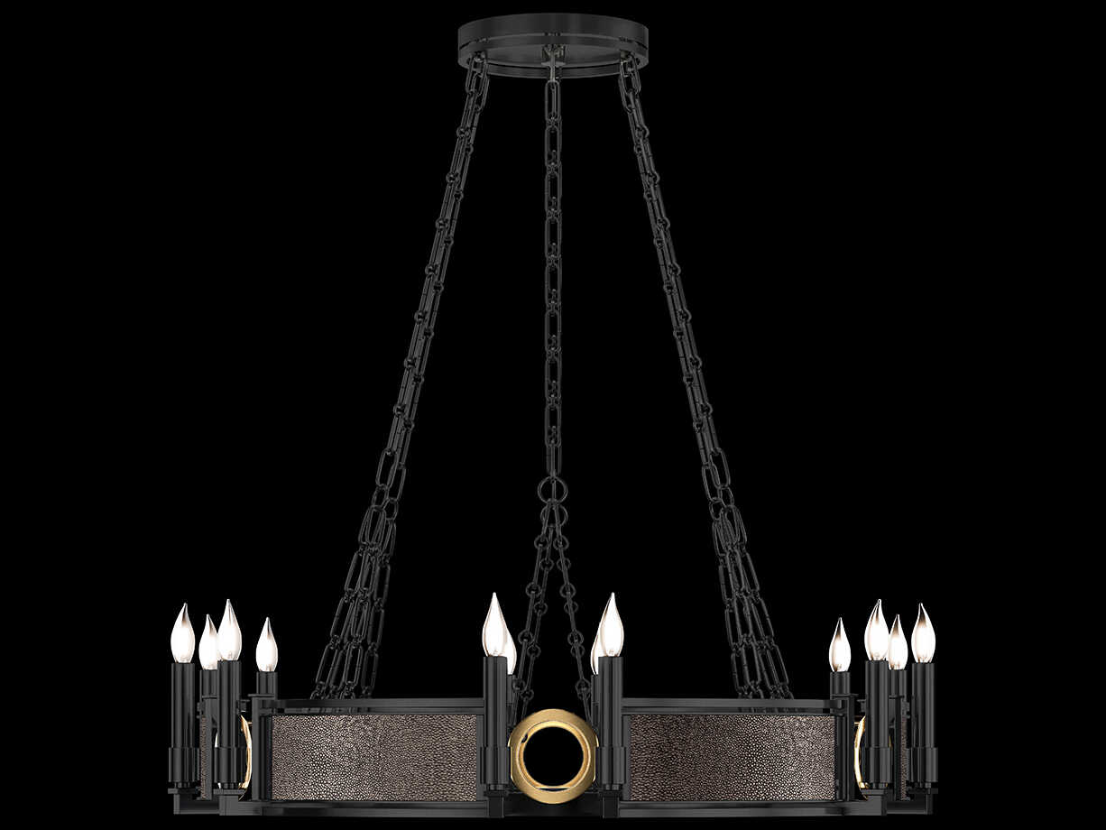 Fine Art Handcrafted Lighting Mirage 12-Light Black Iron Traditional Candelabra Round Chandelier