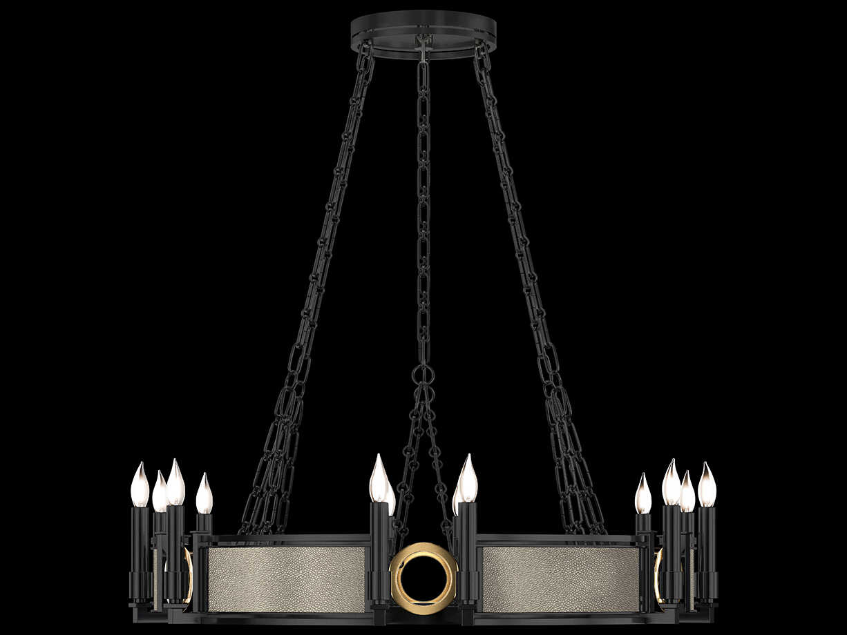Fine Art Handcrafted Lighting Mirage 12-Light Black Iron Traditional Candelabra Round Chandelier