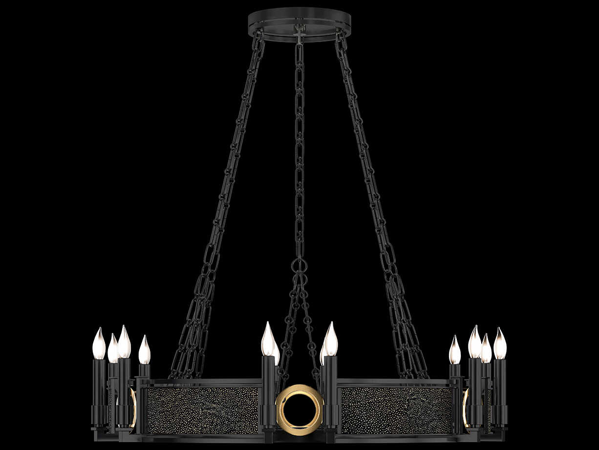 Fine Art Handcrafted Lighting Mirage 12-Light Black Iron Traditional Candelabra Round Chandelier