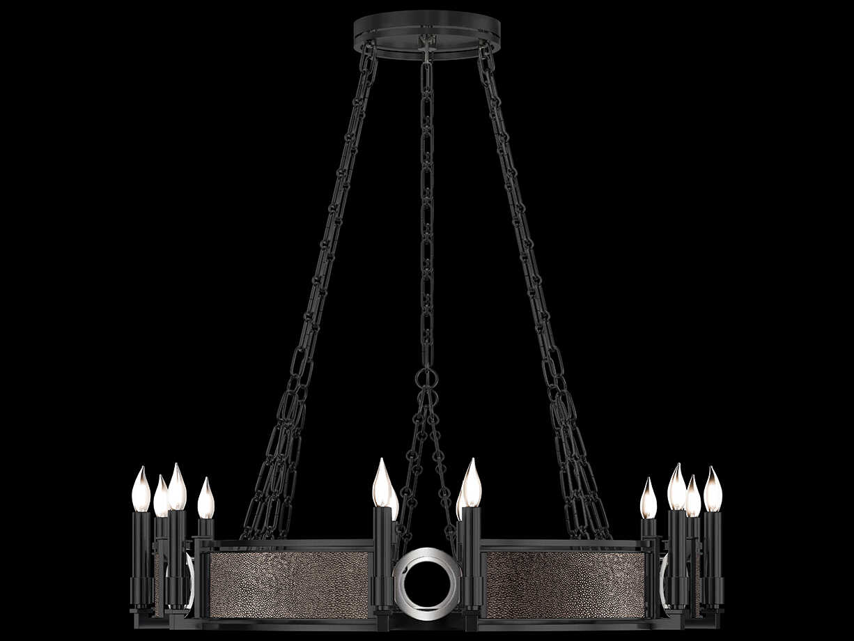 Fine Art Handcrafted Lighting Mirage 12-Light Black Iron Traditional Candelabra Round Chandelier