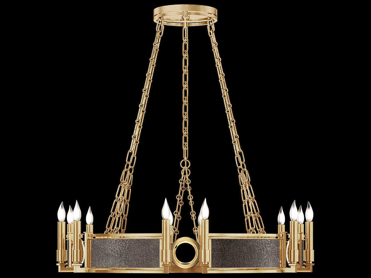Fine Art Handcrafted Lighting Mirage 12-Light Gold Leaf Traditional Candelabra Round Chandelier