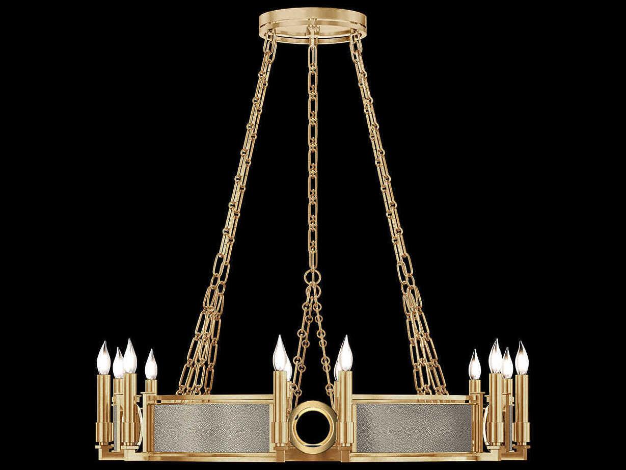 Fine Art Handcrafted Lighting Mirage 12-Light Gold Leaf Traditional Candelabra Round Chandelier