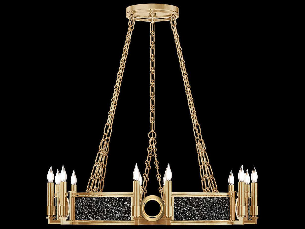 Fine Art Handcrafted Lighting Mirage 12-Light Gold Leaf Traditional Candelabra Round Chandelier
