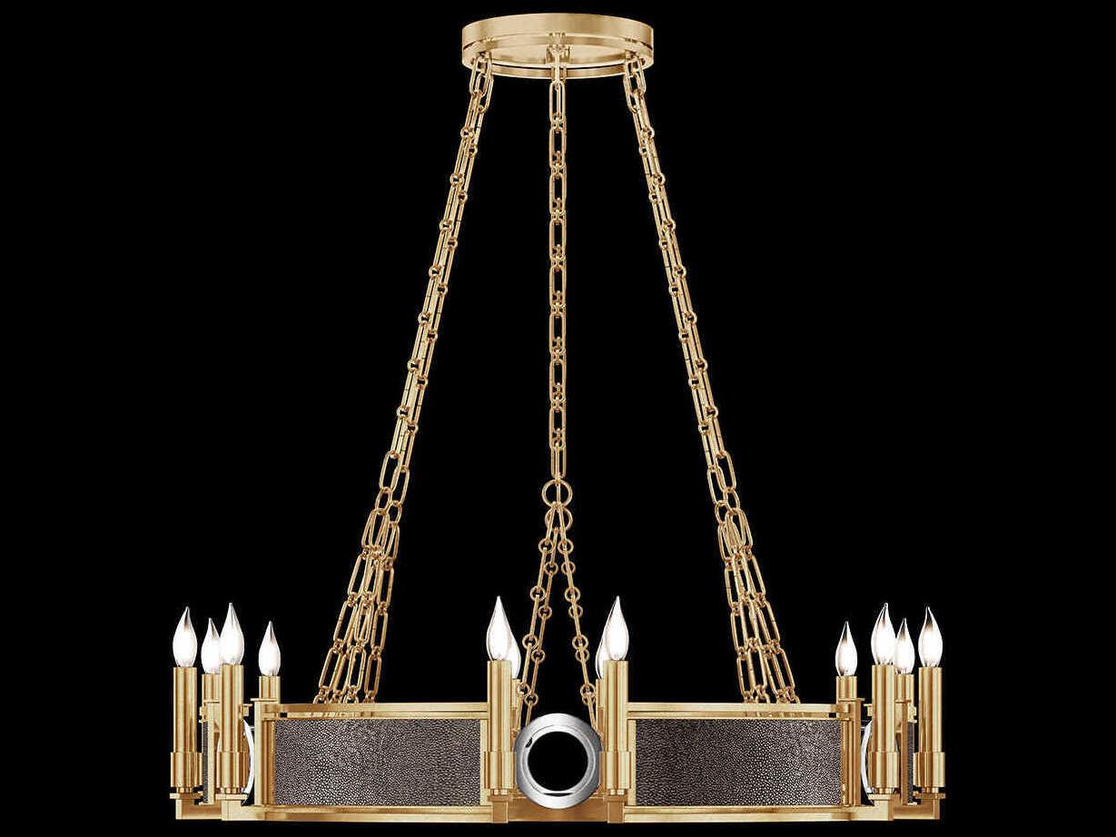 Fine Art Handcrafted Lighting Mirage 12-Light Gold Leaf Traditional Candelabra Round Chandelier