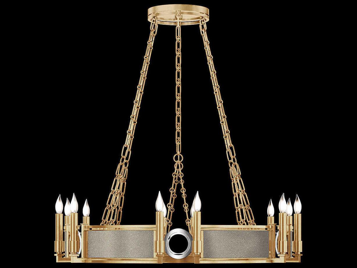 Fine Art Handcrafted Lighting Mirage 12-Light Gold Leaf Traditional Candelabra Round Chandelier