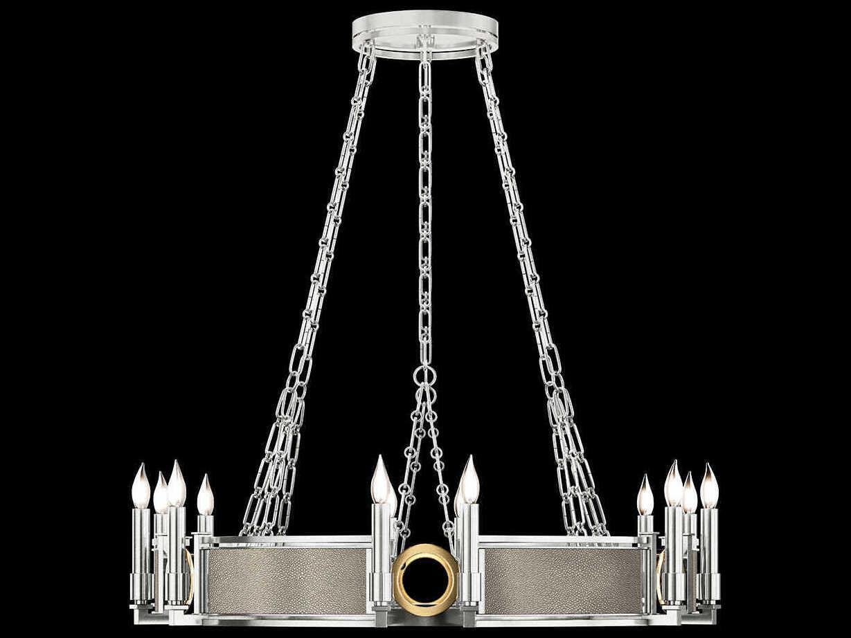 Fine Art Handcrafted Lighting Mirage 12-Light Silver Leaf Traditional Candelabra Round Chandelier