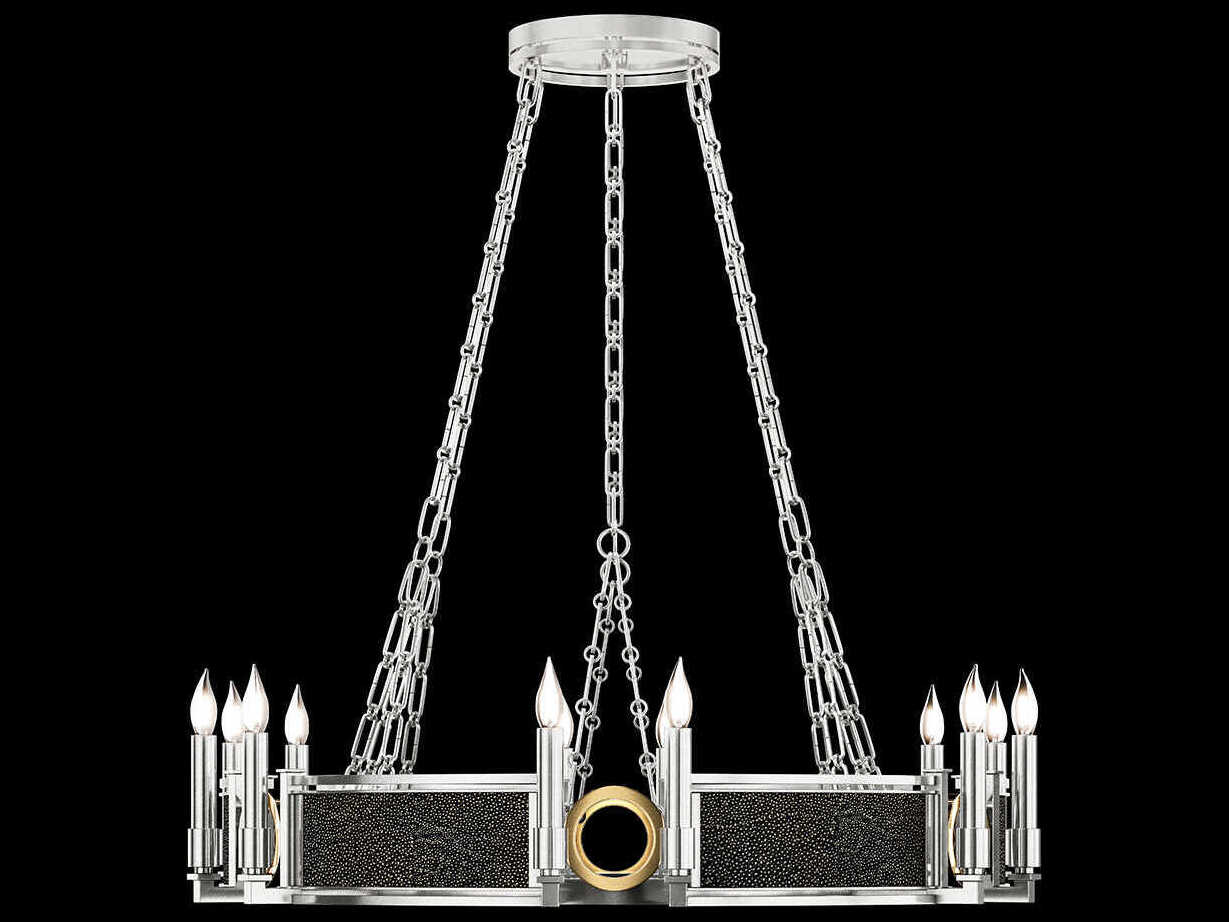 Fine Art Handcrafted Lighting Mirage 12-Light Silver Leaf Traditional Candelabra Round Chandelier
