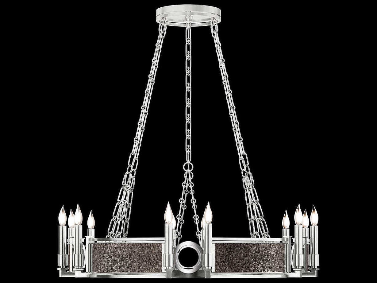 Fine Art Handcrafted Lighting Mirage 12-Light Silver Leaf Traditional Candelabra Round Chandelier