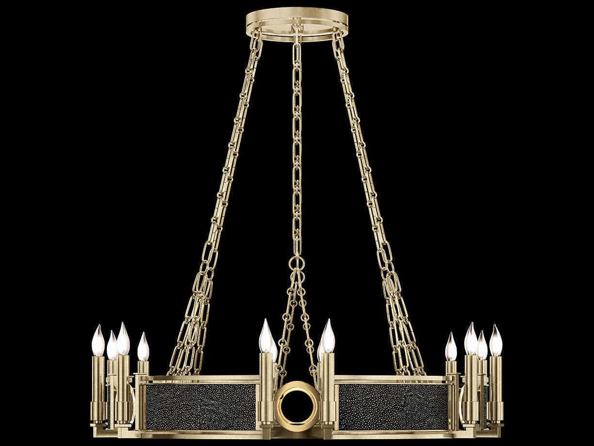 Fine Art Handcrafted Lighting Mirage 12-Light Soft Gold Leaf Traditional Candelabra Round Chandelier