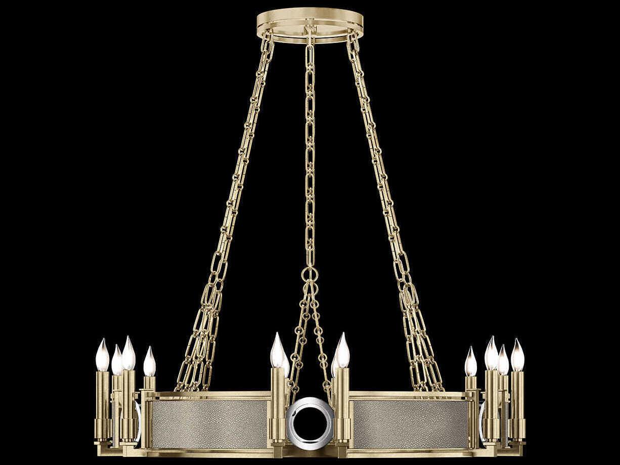 Fine Art Handcrafted Lighting Mirage 12-Light Soft Gold Leaf Traditional Candelabra Round Chandelier