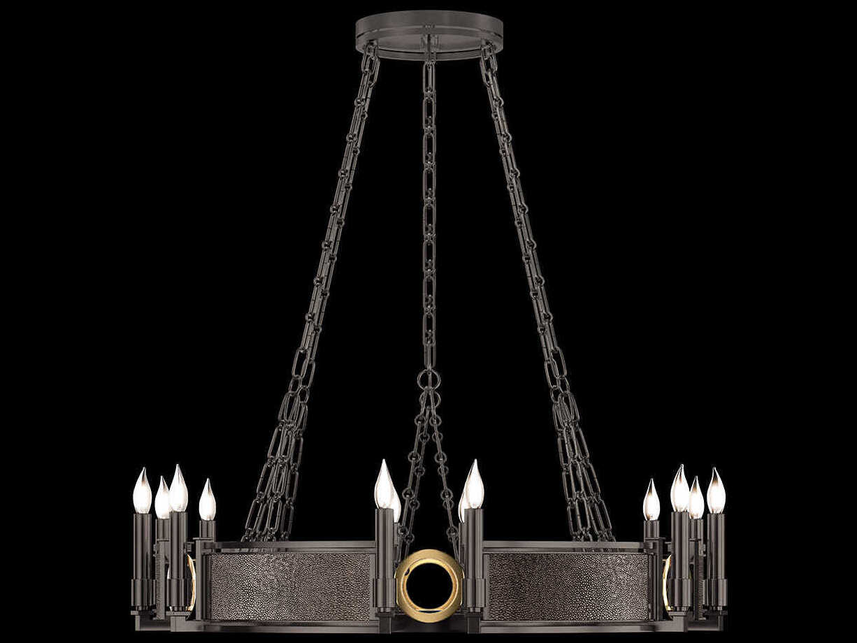 Fine Art Handcrafted Lighting Mirage 12-Light Midnight Steel Traditional Candelabra Round Chandelier