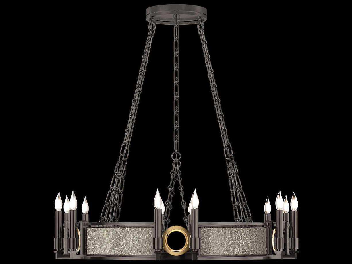 Fine Art Handcrafted Lighting Mirage 12-Light Midnight Steel Traditional Candelabra Round Chandelier