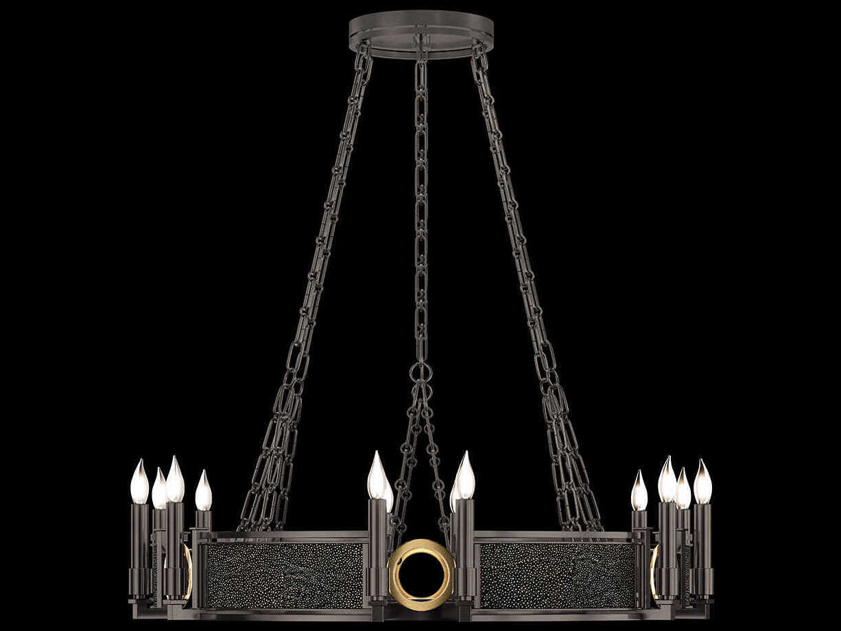 Fine Art Handcrafted Lighting Mirage 12-Light Midnight Steel Traditional Candelabra Round Chandelier