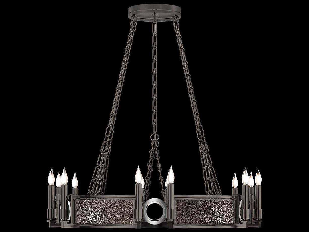 Fine Art Handcrafted Lighting Mirage 12-Light Midnight Steel Traditional Candelabra Round Chandelier