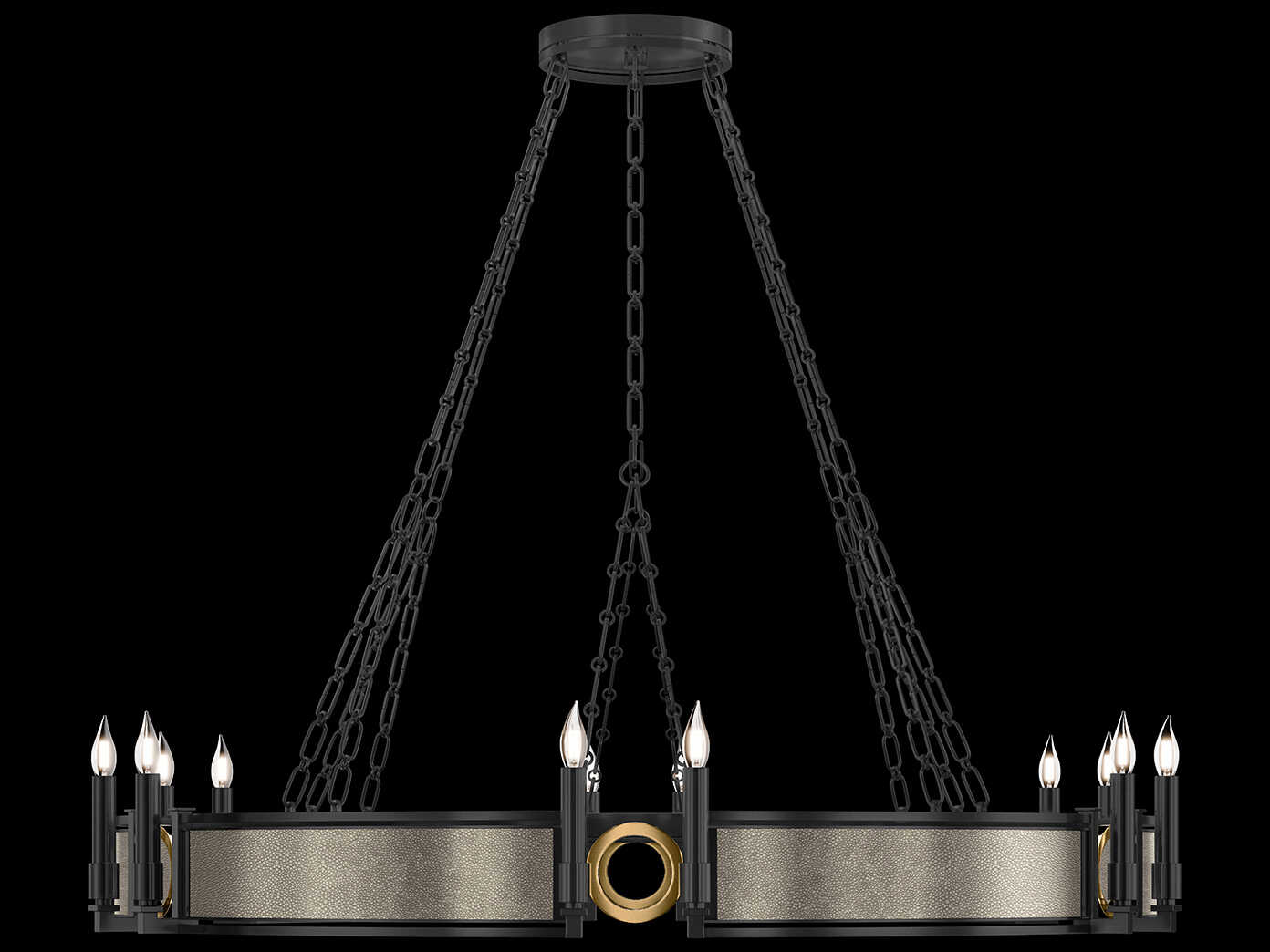 Fine Art Handcrafted Lighting Mirage 12-Light Black Iron Traditional Candelabra Round Chandelier