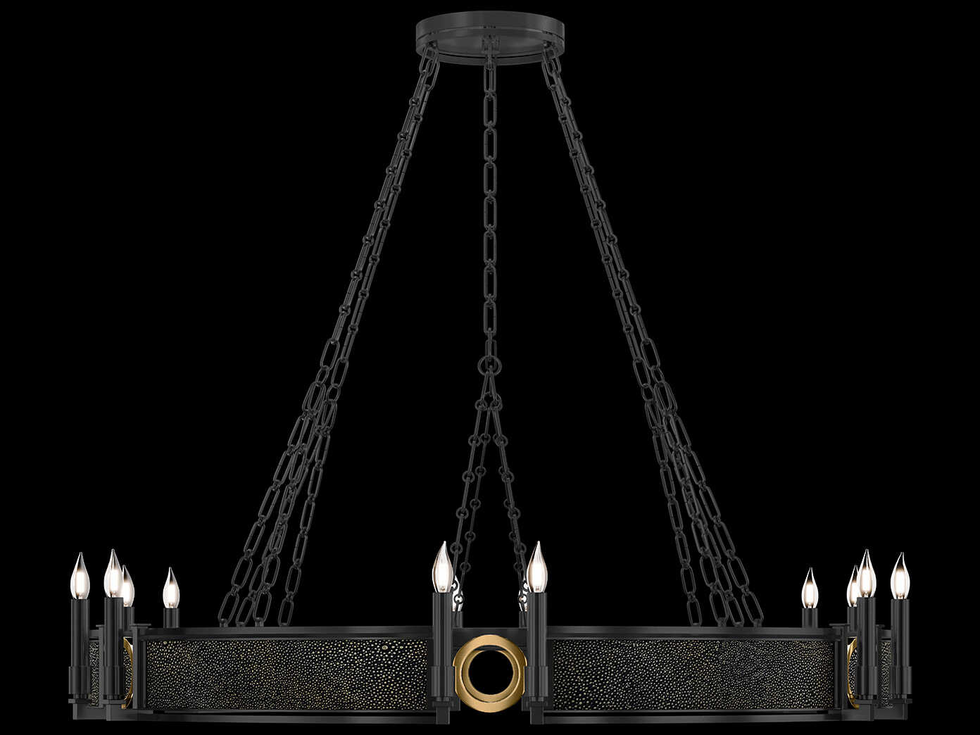 Fine Art Handcrafted Lighting Mirage 12-Light Black Iron Traditional Candelabra Round Chandelier
