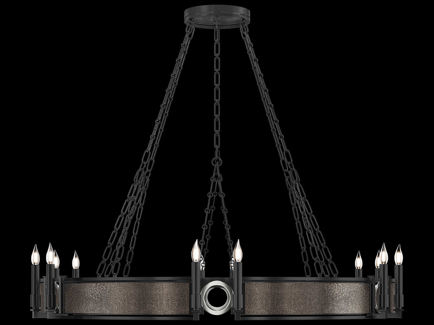 Fine Art Handcrafted Lighting Mirage 12-Light Black Iron Traditional Candelabra Round Chandelier