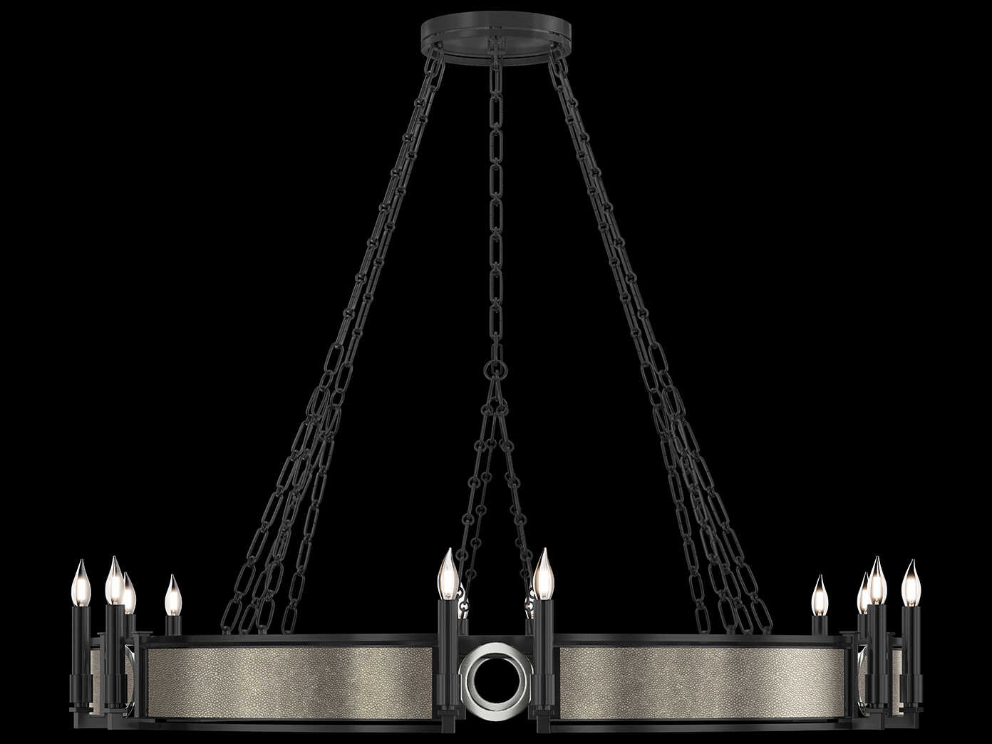 Fine Art Handcrafted Lighting Mirage 12-Light Black Iron Traditional Candelabra Round Chandelier