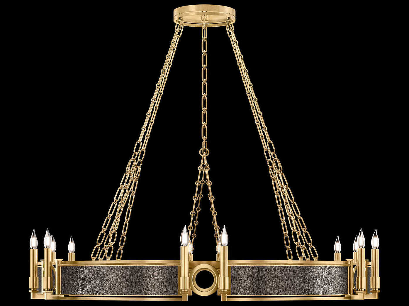 Fine Art Handcrafted Lighting Mirage 12-Light Gold Leaf Traditional Candelabra Round Chandelier