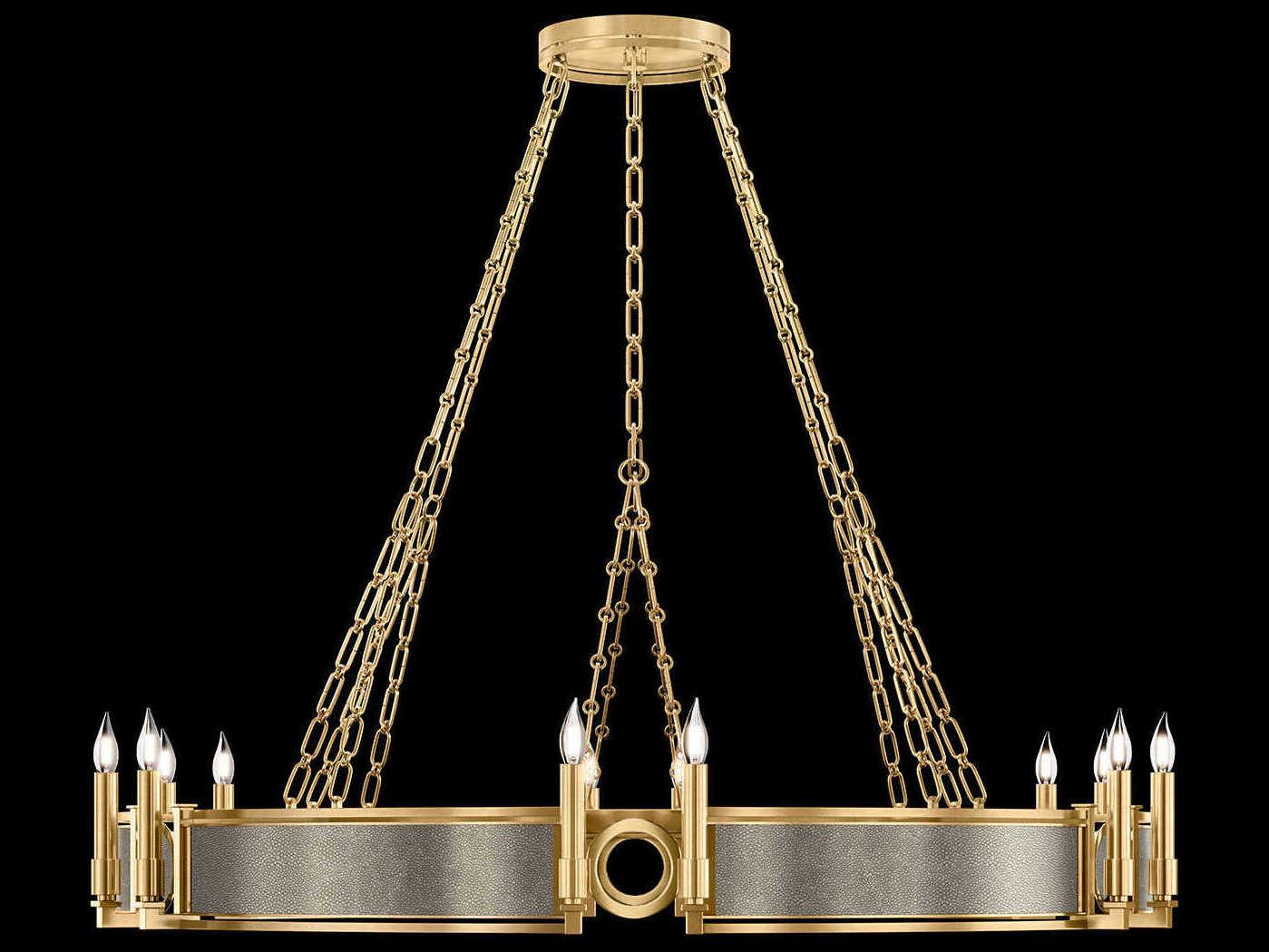 Fine Art Handcrafted Lighting Mirage 12-Light Gold Leaf Traditional Candelabra Round Chandelier