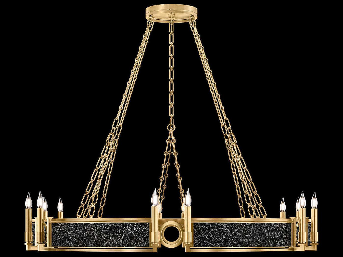 Fine Art Handcrafted Lighting Mirage 12-Light Gold Leaf Traditional Candelabra Round Chandelier