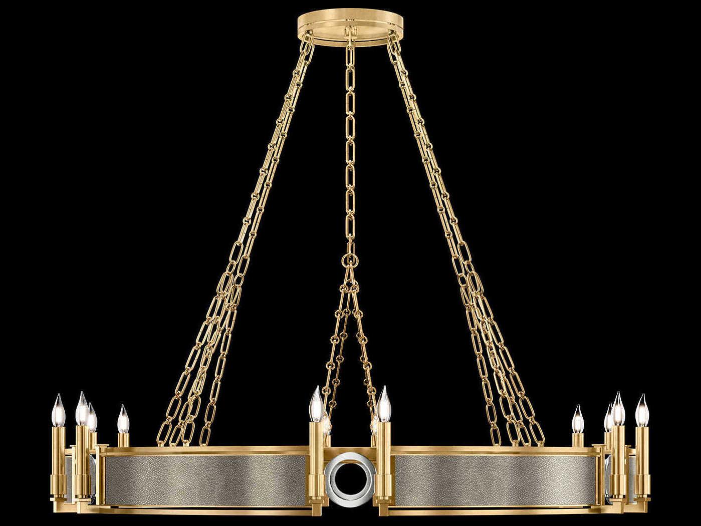 Fine Art Handcrafted Lighting Mirage 12-Light Gold Leaf Traditional Candelabra Round Chandelier