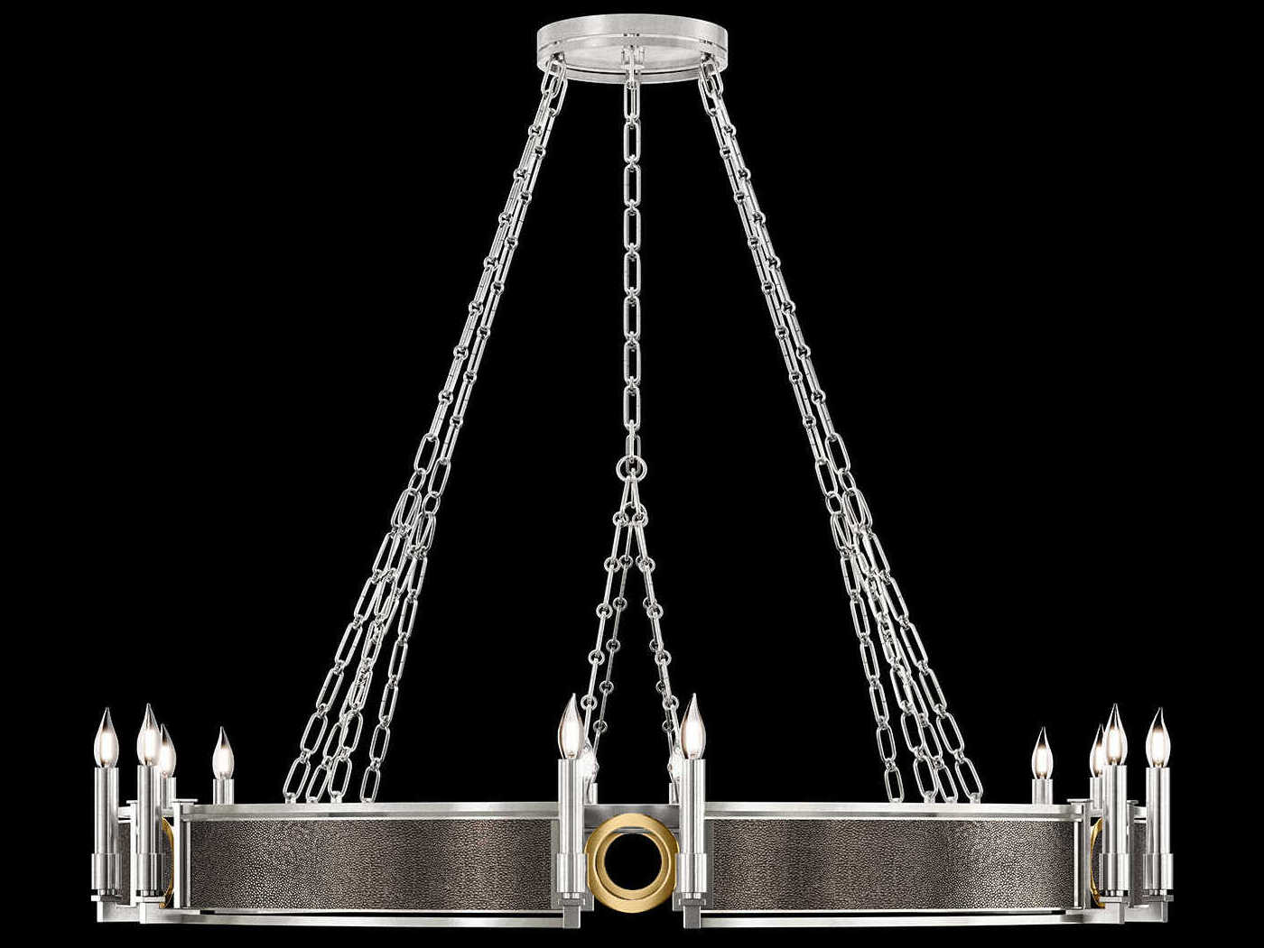 Fine Art Handcrafted Lighting Mirage 12-Light Silver Leaf Traditional Candelabra Round Chandelier