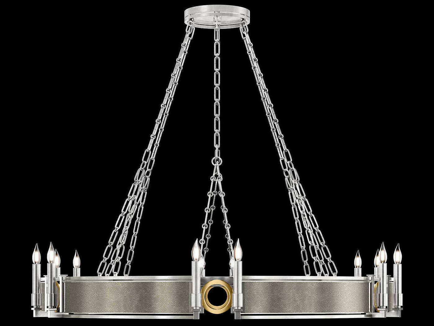 Fine Art Handcrafted Lighting Mirage 12-Light Silver Leaf Traditional Candelabra Round Chandelier