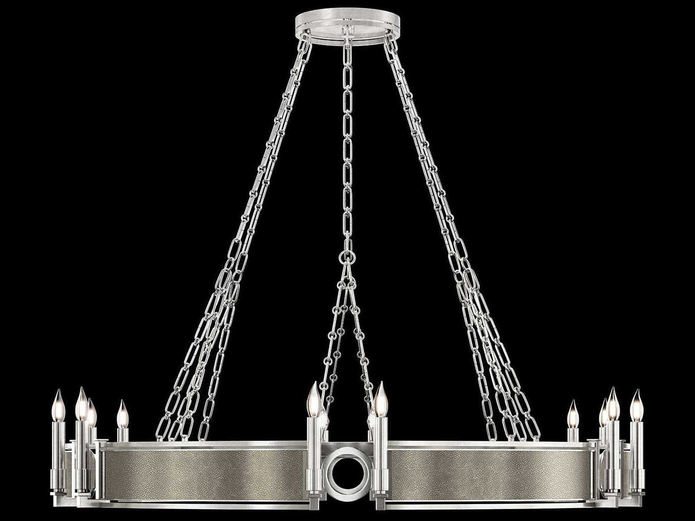 Fine Art Handcrafted Lighting Mirage 12-Light Silver Leaf Traditional Candelabra Round Chandelier