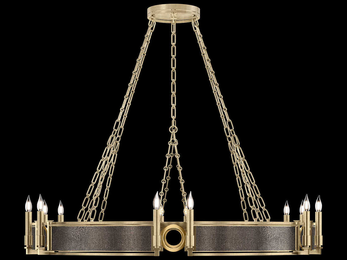 Fine Art Handcrafted Lighting Mirage 12-Light Soft Gold Leaf Traditional Candelabra Round Chandelier