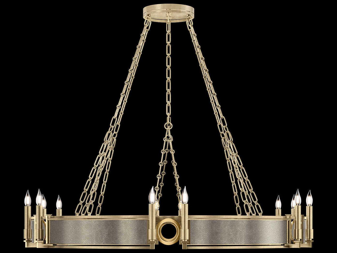 Fine Art Handcrafted Lighting Mirage 12-Light Soft Gold Leaf Traditional Candelabra Round Chandelier