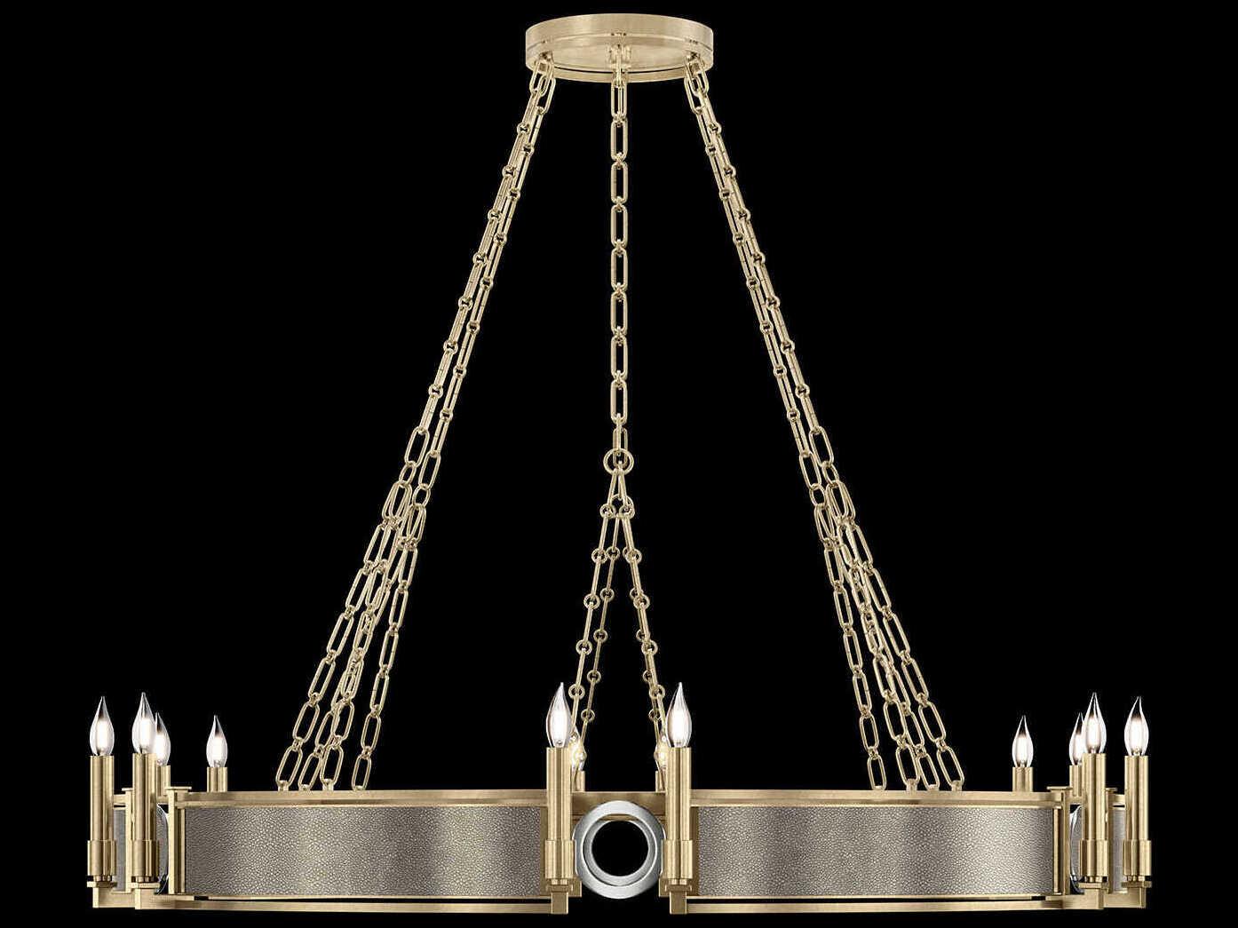 Fine Art Handcrafted Lighting Mirage 12-Light Soft Gold Leaf Traditional Candelabra Round Chandelier