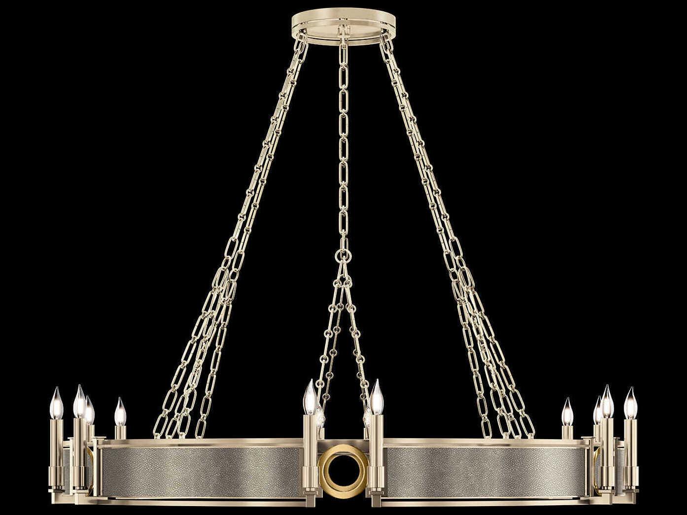 Fine Art Handcrafted Lighting Mirage 12-Light Champagne Gold Traditional Candelabra Round Chandelier