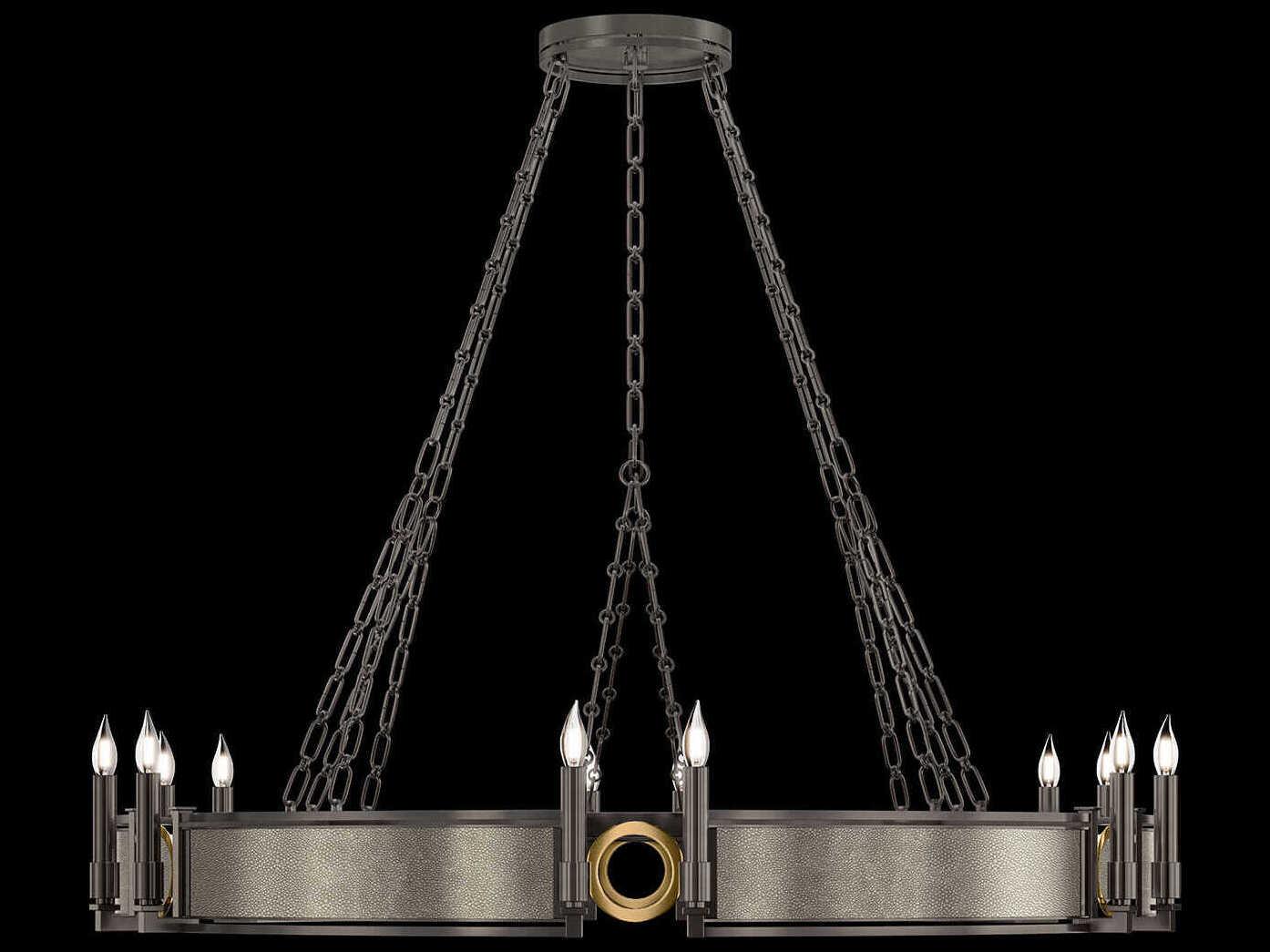 Fine Art Handcrafted Lighting Mirage 12-Light Midnight Steel Traditional Candelabra Round Chandelier
