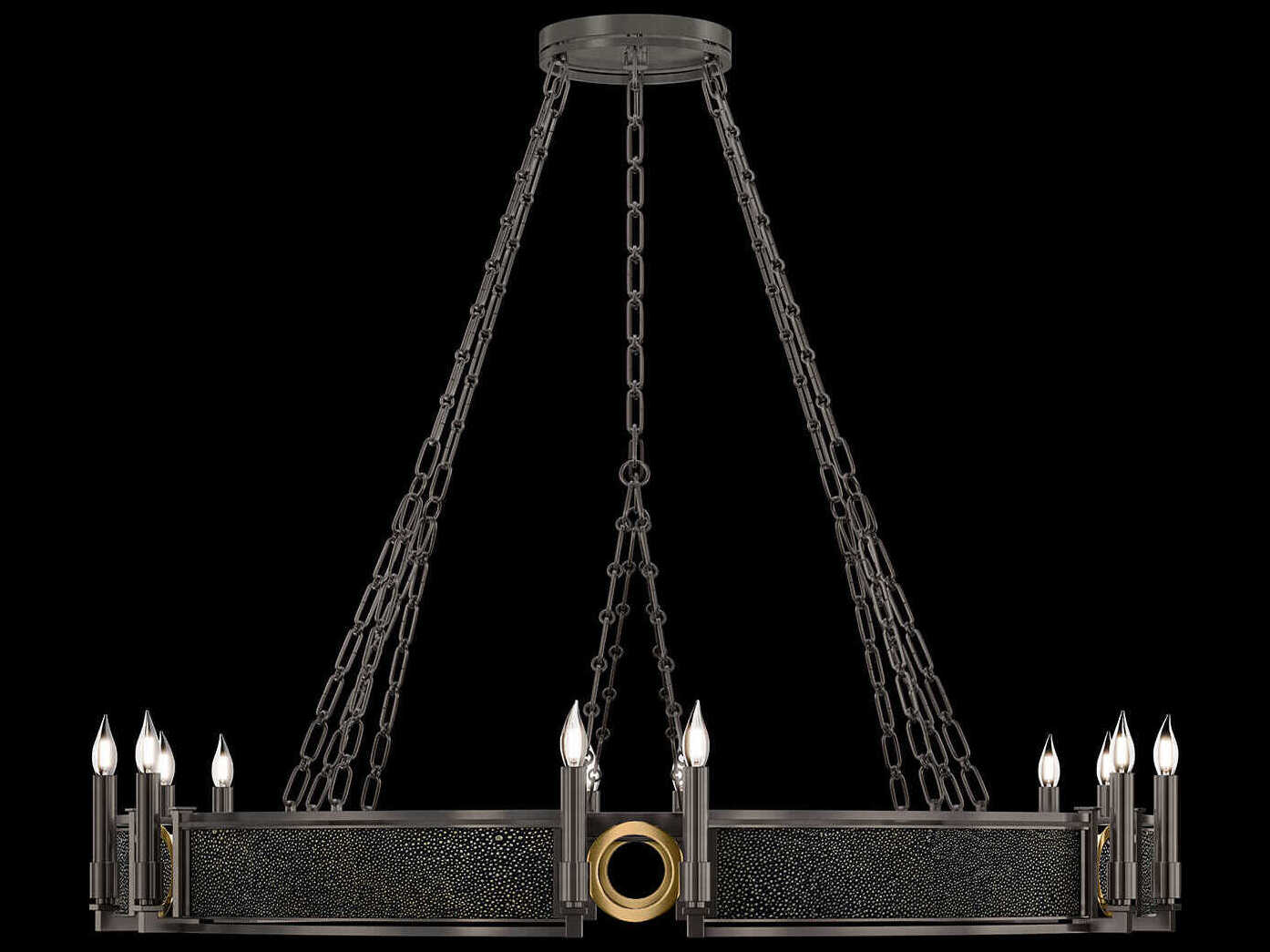 Fine Art Handcrafted Lighting Mirage 12-Light Midnight Steel Traditional Candelabra Round Chandelier