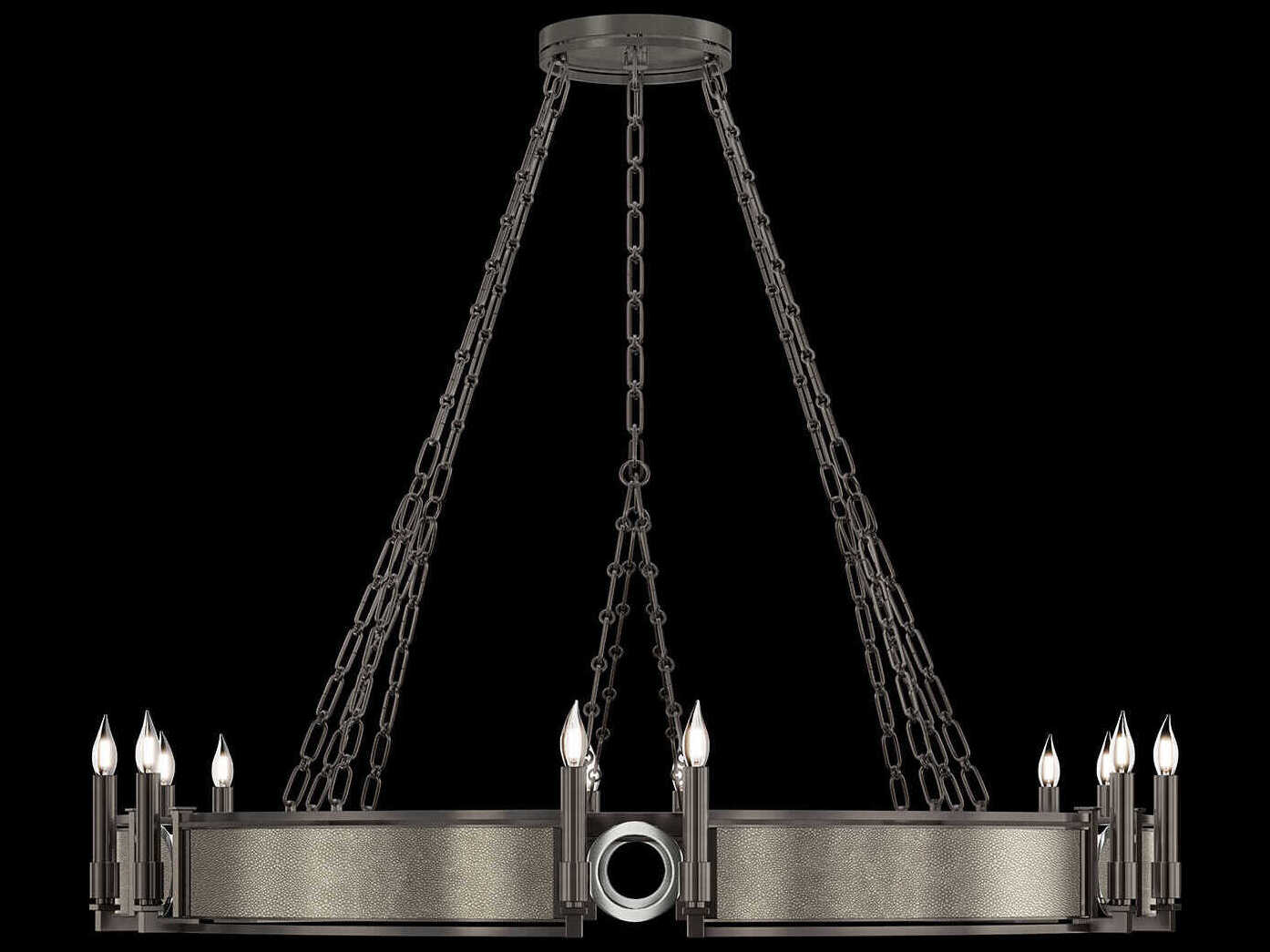 Fine Art Handcrafted Lighting Mirage 12-Light Midnight Steel Traditional Candelabra Round Chandelier