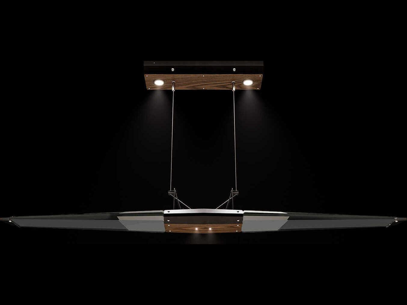 Fine Art Handcrafted Lighting Blade 8-Light Black Dark Walnut Linear Island Pendant