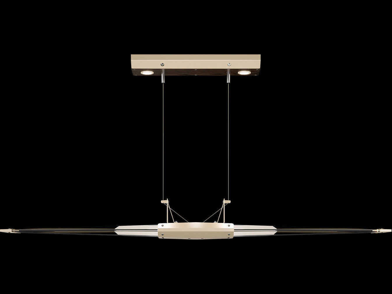 Fine Art Handcrafted Lighting Blade 8-Light Champagne Dark Walnut Gold Linear Island Pendant