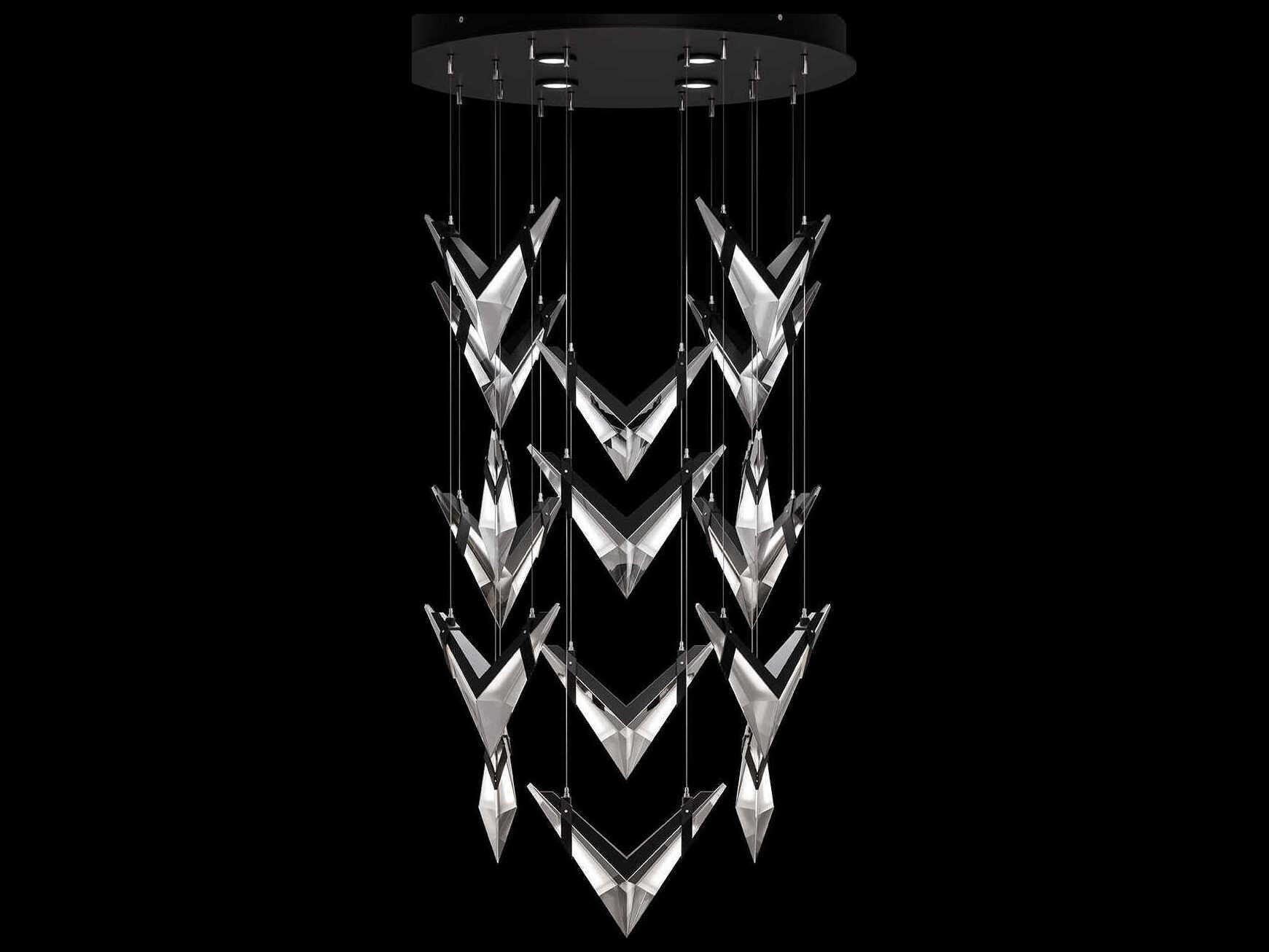 Fine Art Handcrafted Lighting Blade 36-Light Black Dark Walnut Geometric Pendant