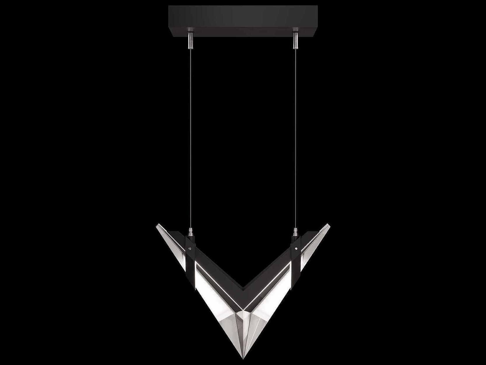 Fine Art Handcrafted Lighting Blade 2-Light Black Dark Walnut Geometric Pendant