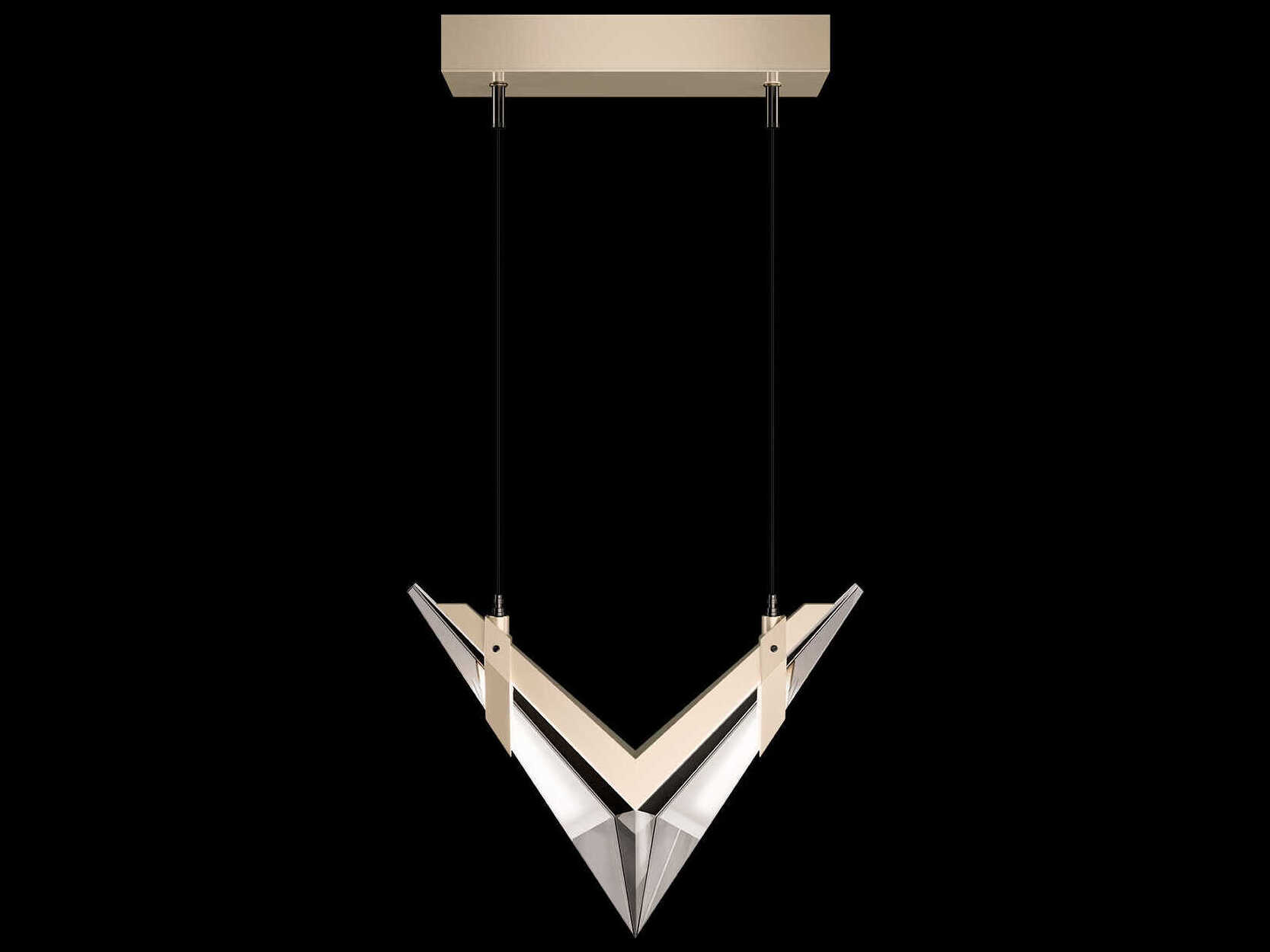 Fine Art Handcrafted Lighting Blade 2-Light Champagne Dark Walnut Gold Geometric Pendant