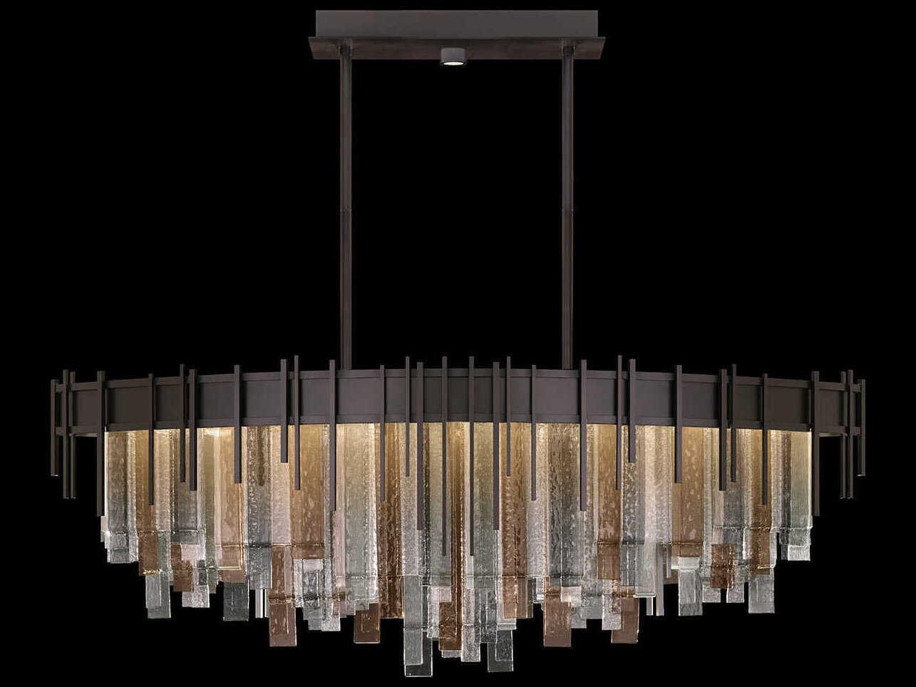Fine Art Handcrafted Lighting Arpeggio 19-Light Midnight Steel Black Linear Island Pendant