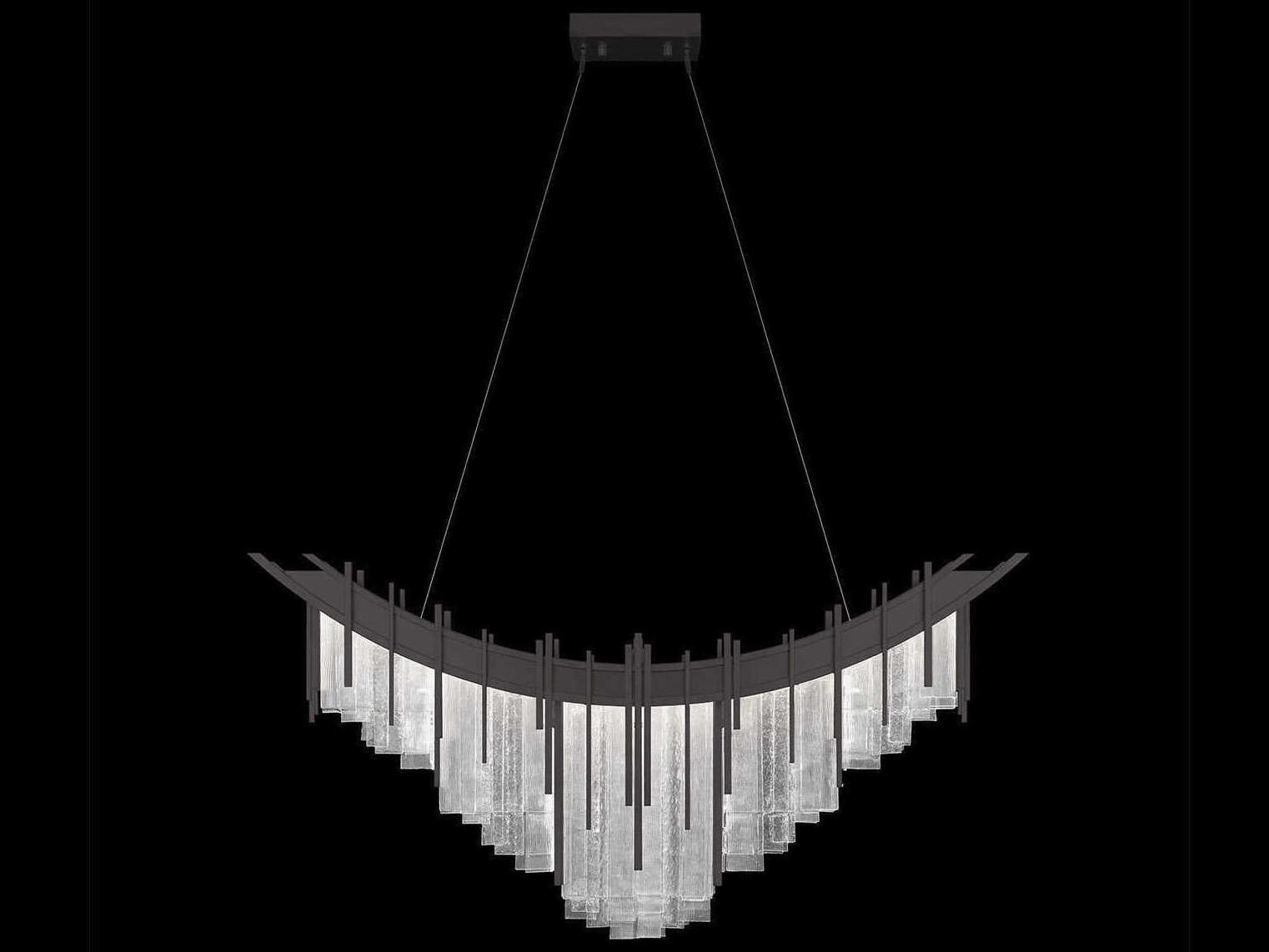 Fine Art Handcrafted Lighting Arpeggio 8-Light Midnight Steel Black Linear Island Pendant